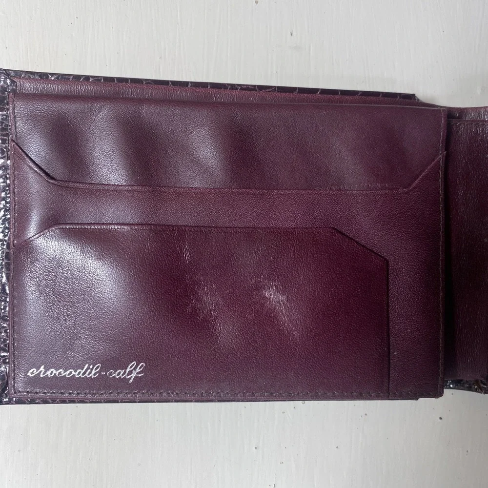 Fiocchi Crocodil-Calf Wallet‎ Brown Leather Nice Possible Vintage Men's Classic